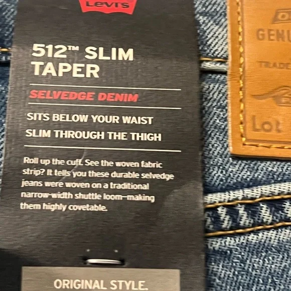 Levi’s Selvidge Slim Taper 512 Jeans with Patches Size 31 x 32